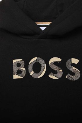 BOSS bluza copii culoarea negru, cu imprimeu