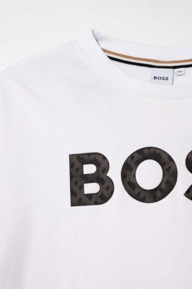 BOSS bluza copii culoarea alb, cu imprimeu