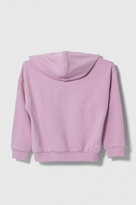 adidas bluza copii culoarea violet, cu glugă, cu imprimeu