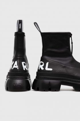 Karl Lagerfeld botine TREKKA MAX KC femei, culoarea negru, cu platforma, KL43560