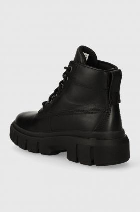 Timberland bocanci de piele Greyfield Leather Boot femei, culoarea negru, cu toc plat, TB0A5ZDR0011