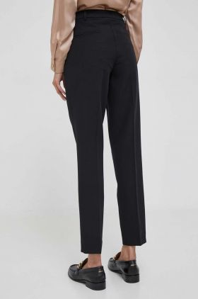 Sisley pantaloni femei, culoarea negru, drept, medium waist