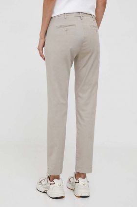 Sisley pantaloni femei, culoarea bej, mulata, high waist