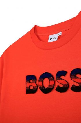 BOSS tricou de bumbac pentru copii culoarea rosu, cu imprimeu