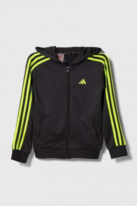 adidas bluza copii culoarea gri, cu glugă, cu imprimeu