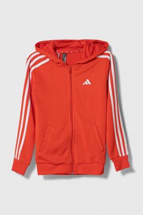 adidas bluza copii culoarea rosu, cu glugă, cu imprimeu