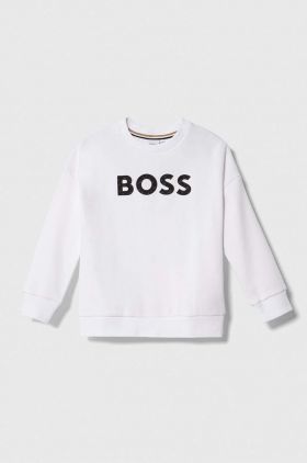 BOSS bluza copii culoarea alb, cu imprimeu