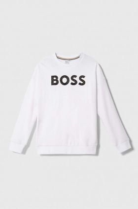 BOSS bluza copii culoarea alb, cu imprimeu