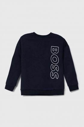 BOSS bluza copii culoarea albastru marin, cu imprimeu