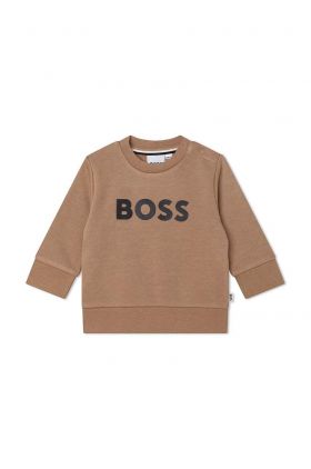 BOSS bluza copii culoarea bej, cu imprimeu