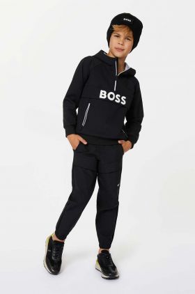 BOSS bluza copii culoarea negru, cu imprimeu