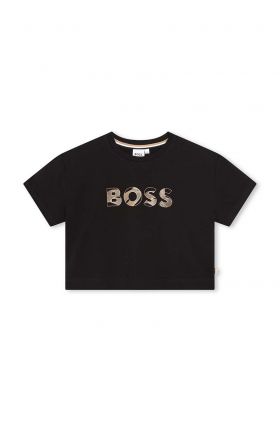 BOSS tricou copii culoarea negru