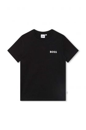 BOSS tricou de bumbac pentru copii culoarea negru, cu imprimeu