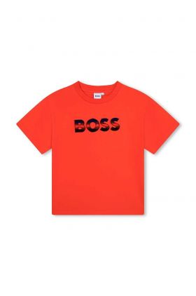 BOSS tricou de bumbac pentru copii culoarea rosu, cu imprimeu