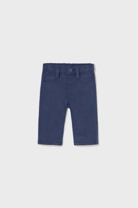 Mayoral Newborn pantaloni din bumbac pentru bebeluși culoarea albastru marin, neted