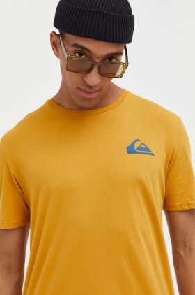 Quiksilver tricou din bumbac culoarea galben, cu imprimeu