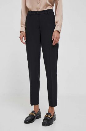 Sisley pantaloni femei, culoarea negru, drept, medium waist