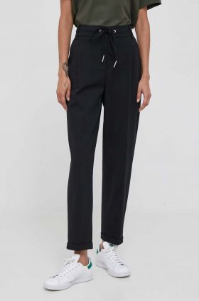 United Colors of Benetton pantaloni femei, culoarea negru, mulata, high waist