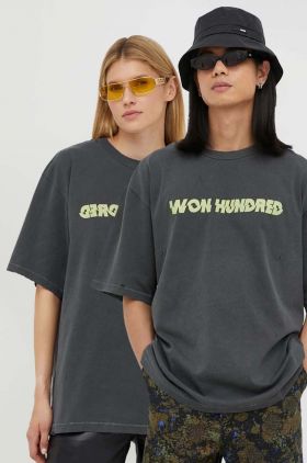 Won Hundred tricou din bumbac culoarea gri, cu imprimeu