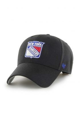 47brand șapcă de baseball din bumbac NHL New York Rangers culoarea negru, cu imprimeu  H-MVP13WBV-BKB