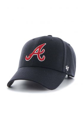 47brand șapcă din amestec de lână MLB Atlanta Braves culoarea bleumarin, cu imprimeu  B-MVP01WBVRP-NY