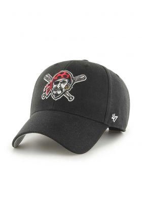 47brand șapcă din amestec de lână MLB Pittsburgh Pirates culoarea negru, cu imprimeu  B-MVP20WBV-BKO