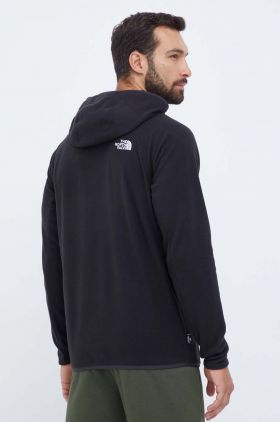 The North Face bluza barbati, culoarea negru, cu glugă, cu imprimeu