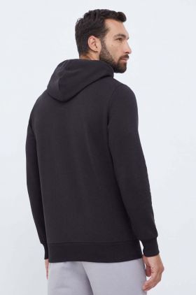 Puma hanorac de bumbac barbati, culoarea negru, cu glugă, cu imprimeu