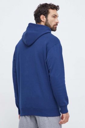 Puma hanorac de bumbac barbati, culoarea albastru marin, cu glugă, cu imprimeu