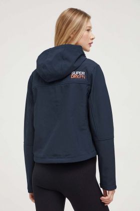 Superdry geaca femei, culoarea albastru marin, de tranzitie