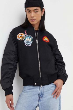 Iceberg jacheta bomber din lana x Looney Tunes culoarea negru, de tranzitie