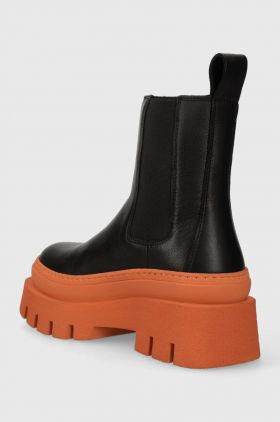 Copenhagen ghete chelsea de piele femei, culoarea negru, cu platforma, CPH686 vitello