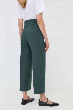 MAX&Co. pantaloni femei, culoarea verde, lat, high waist