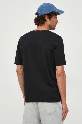 Sisley tricou din bumbac culoarea negru, neted