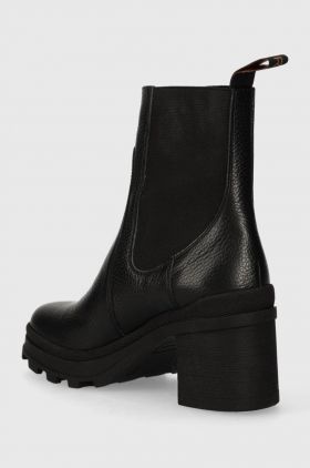 Charles Footwear ghete chelsea de piele Melby femei, culoarea negru, cu toc drept, Melby