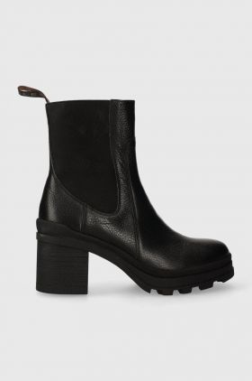 Charles Footwear ghete chelsea de piele Melby femei, culoarea negru, cu toc drept, Melby
