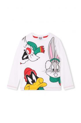 Marc Jacobs longsleeve din bumbac pentru copii x Looney Tunes culoarea alb, cu imprimeu