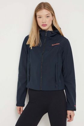 Superdry geaca femei, culoarea albastru marin, de tranzitie