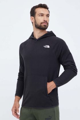 The North Face bluza barbati, culoarea negru, cu glugă, cu imprimeu