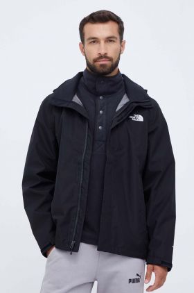 The North Face geaca barbati, culoarea negru, de tranzitie