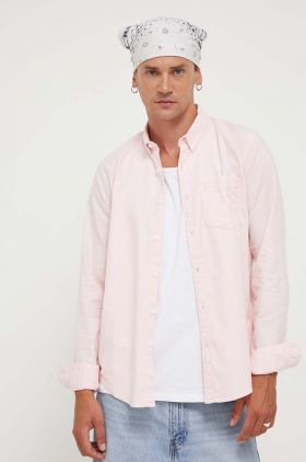 Hollister Co. camasa barbati, culoarea roz, cu guler button-down, regular