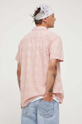 Hollister Co. camasa din bumbac barbati, culoarea roz, regular