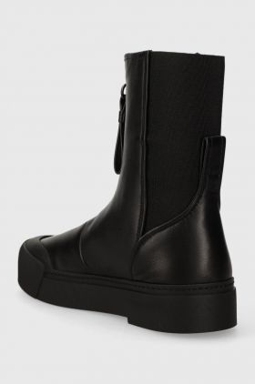 Emporio Armani botine femei, culoarea negru, cu toc plat, X3N172 XN896 K001