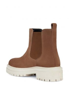 Geox botine din piele intoarsa D IRIDEA B femei, culoarea maro, cu toc plat, D04HRB 00023 C6000