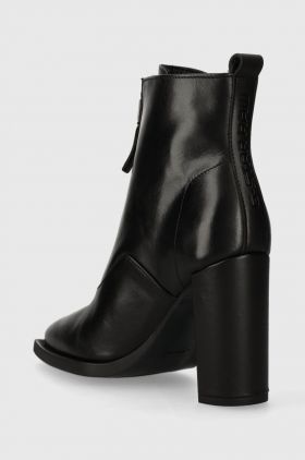 G-Star Raw cizme de piele MYSID MID LEA ZIP femei, culoarea negru, cu toc drept, 2241046703.BLK