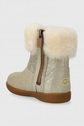 UGG ghete de zapada din piele pentru copii T JORIE II METALLIC culoarea auriu