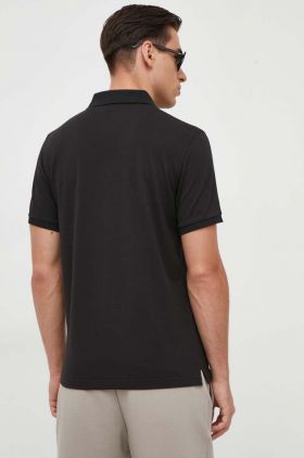 Gant polo de bumbac culoarea negru, cu imprimeu