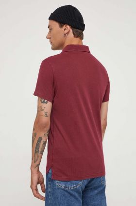 Superdry polo de bumbac culoarea bordo, neted