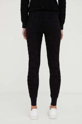 Iceberg pantaloni femei, culoarea negru, mulata, high waist