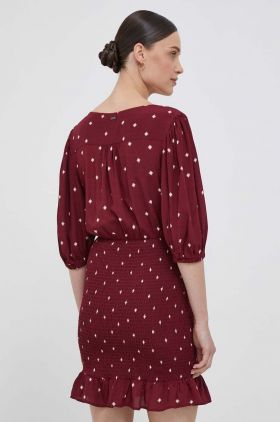 Pepe Jeans rochie culoarea bordo, mini, drept